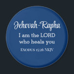 Aimant Je suis le Seigneur qui vous guérit Bible Verse Bl<br><div class="desc">Ce bel aimant présente l'un des noms de Dieu et un puissant verset biblique du livre de l'Exode où Dieu déclare qu'Il est notre guérisseur.</div>