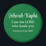 Aimant Je suis le Seigneur qui vous guérit Bible Verse Gr<br><div class="desc">Ce bel aimant présente l'un des noms de Dieu et un puissant verset biblique du livre de l'Exode où Dieu déclare qu'Il est notre guérisseur.</div>