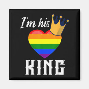 Aimant Je suis son roi - Cœur arc-en-ciel LGBTQ petit ami