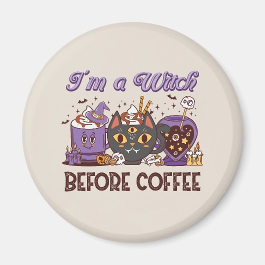 Aimant Je suis sorcière avant le café (Devant)