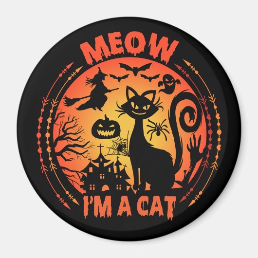Aimant Je suis un chat, un chat à halloween (Devant)