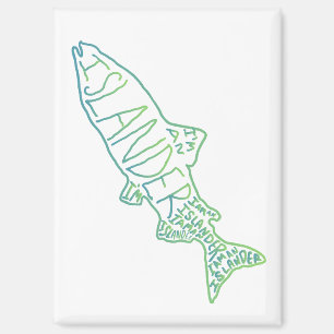 Aimant "Je suis un insulaire" poisson dessiné à la main C