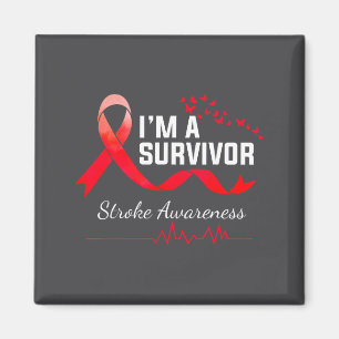 Aimant Je suis un survivant de l'AVC, chemise rouge papil