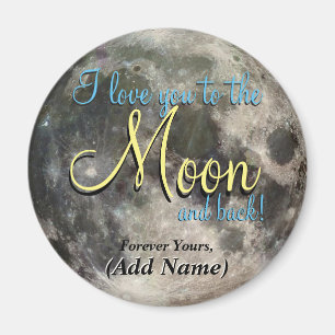 Aimant Je t'aime à la lune et au dos
