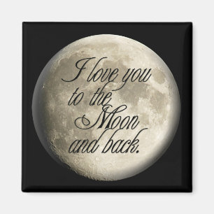 Aimant Je t'aime au lunaire réaliste de lune et de dos