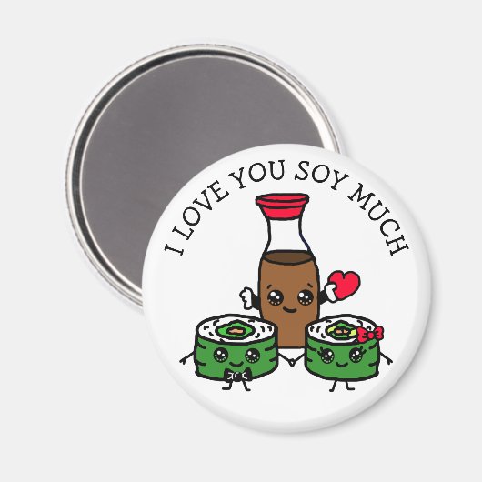 Aimant Je T'Aime Beaucoup Soy, Sushi Pun Flirty (Recto/Verso)