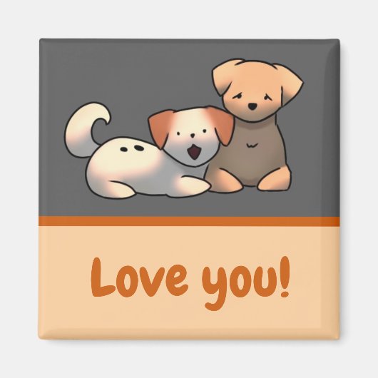 Aimant Je t'aime chiots (Devant)