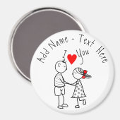 Aimant Je t'aime - Couple mignon - Texte personnalisé / N (Recto/Verso)