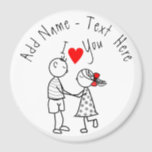 Aimant Je t'aime - Couple mignon - Texte personnalisé / N<br><div class="desc">I Love You - Custom Name / Text - Romantic Love Gift - Choisissez vos couleurs préférées / Ajouter Nom de votre amour!</div>