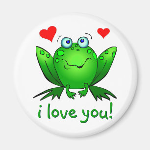 Aimant Je T'Aime Cute Green Cartoon Frog White