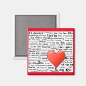 Aimant Je t'aime dans plusieurs langues (Recto/Verso)