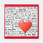 Aimant Je t'aime dans plusieurs langues (Devant)