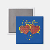 Aimant Je t'aime Design Cœurs en Or (Recto/Verso)