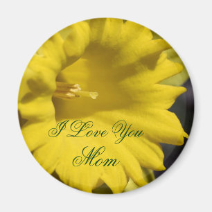 Aimant Je t'aime maman fleur de jonquille