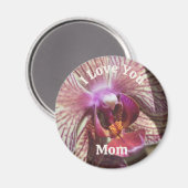 Aimant Je t'aime maman orchidée fleur de près (Recto/Verso)
