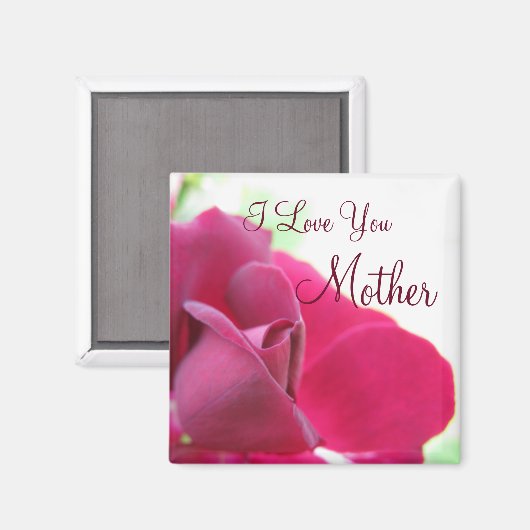 Aimant Je t'aime Mère Rose douce Fête des mères (Recto/Verso)