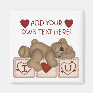 Aimant Je t'aime ours de nounours personnalisable -