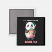 Aimant Je t'aime plus que bulle thé boba kawaii panda (Recto/Verso)