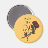 Aimant Je t'aime Roses Rouges Fleur Coeur (Recto/Verso)