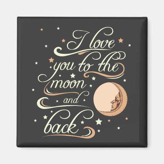 Aimant Je T'Aime Sur La Lune Et Sur Le Dos Noir (Devant)