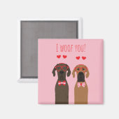 Aimant Je Te Dire Valentines Day de grands chiens (Recto/Verso)