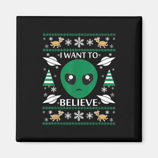 Aimant Je Veux Croire Noël Alien (Devant)