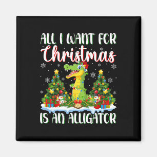 Aimant Je Veux Pour Noël Est Un Alligator Xmas Arbre Ligh