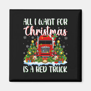 Aimant Je Veux Pour Noël Est Un Camion Rouge Jumeau Arbre