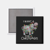 Aimant Je Veux Un Hippopotame Pour Noël Hippo Xmas 3 (Recto/Verso)