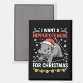 Aimant Je veux un hippopoténuse pour Noël Prof de maths (Recto/Verso)