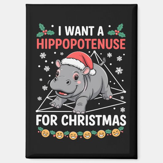Aimant Je veux un hippopoténuse pour Noël Prof de maths (Recto)