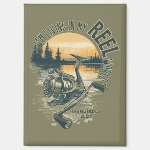 Aimant Je vis dans mon Cadeau drôle de pêcheur