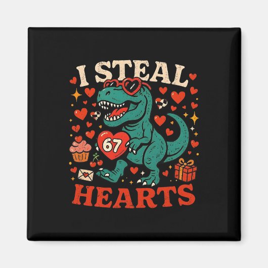 Aimant Je vole des cœurs 67 T-rex de la Saint-Valentin dr (Devant)