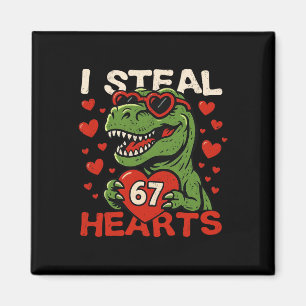 Aimant Je vole des cœurs 67 T-rex de la Saint-Valentin dr