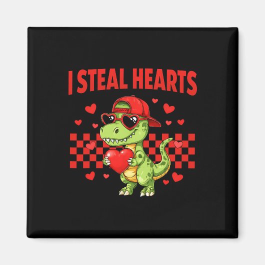 Aimant Je vole des cœurs Saint-Valentin Dinosaure Mignon (Devant)