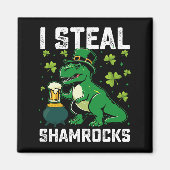 Aimant Je vole des Shamrocks à Rex Dinosaur St Patrick's  (Devant)