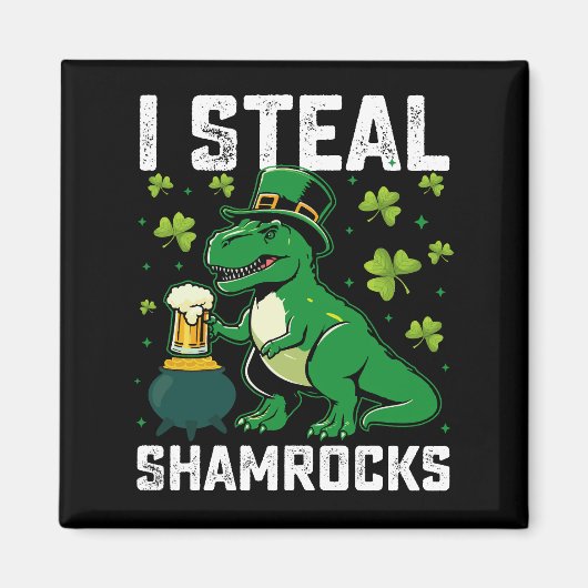 Aimant Je vole des Shamrocks à Rex Dinosaur St Patrick's  (Devant)