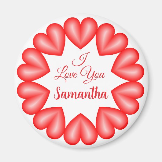 Aimant Je vous aime 3d coeurs cercle cadre (Devant)