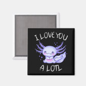 Aimant Je vous aime beaucoup Axolotl en amour Faux Canvas (Recto/Verso)