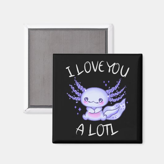 Aimant Je vous aime beaucoup Axolotl en amour Faux Canvas (Recto/Verso)