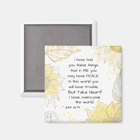 Aimant Jean 16:33 Prenez coeur! J'ai surmonté le monde (Recto/Verso)