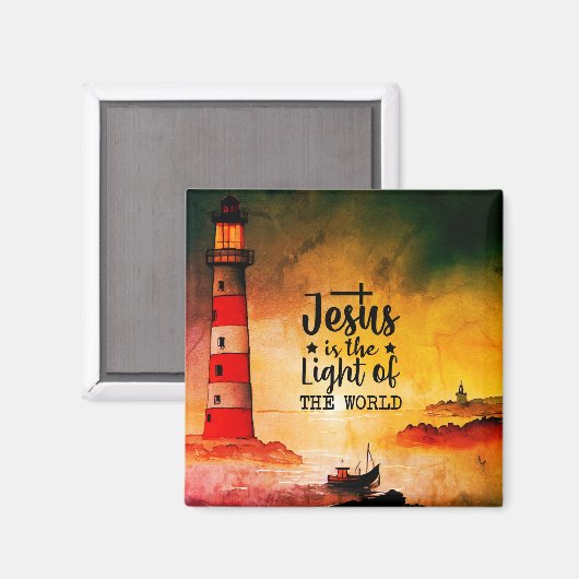 Aimant Jean 8 Jésus est la Lumière du Phare Mondial (Recto/Verso)