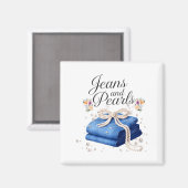 Aimant Jeans et perles mode denim bow mesdames (Recto/Verso)