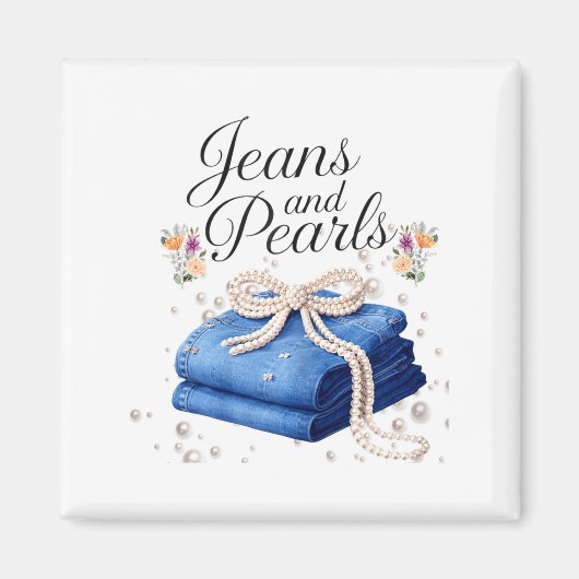 Aimant Jeans et perles mode denim bow mesdames (Devant)