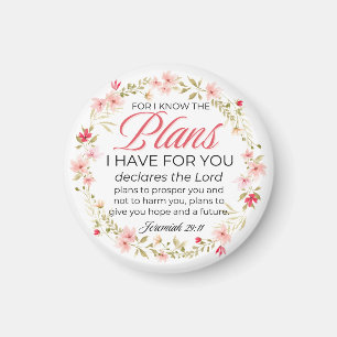 Aimant Jérémie 29:11 Fleurs Roses Wreath Bible Verse