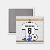 Aimant Jersey de football noir blanc personnalisé (Recto/Verso)