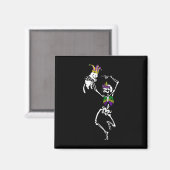 Aimant Jester Skeleton Dancing Chat Mardi Gras Masque Car (Recto/Verso)