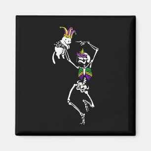 Aimant Jester Skeleton Dancing Chat Mardi Gras Masque Car