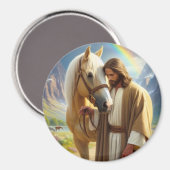 Aimant Jésus avec Palomino Horse dans le paysage Pittores (Recto/Verso)