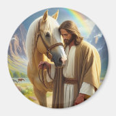 Aimant Jésus avec Palomino Horse dans le paysage Pittores (Devant)
